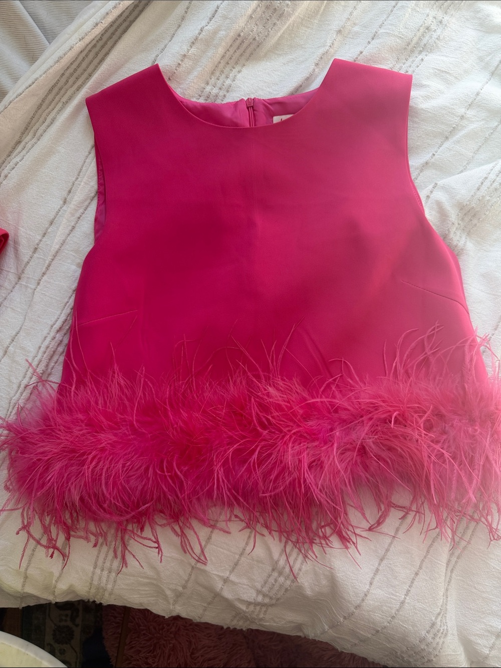 Hot Pink Feather Trim crop top